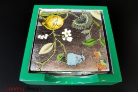 Set of 4 tropical fruit coasters with box